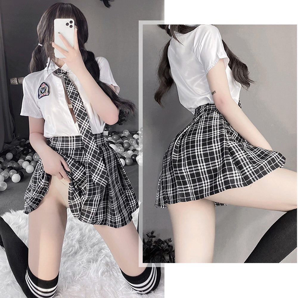 White Shirt Plaid Skirt Costume