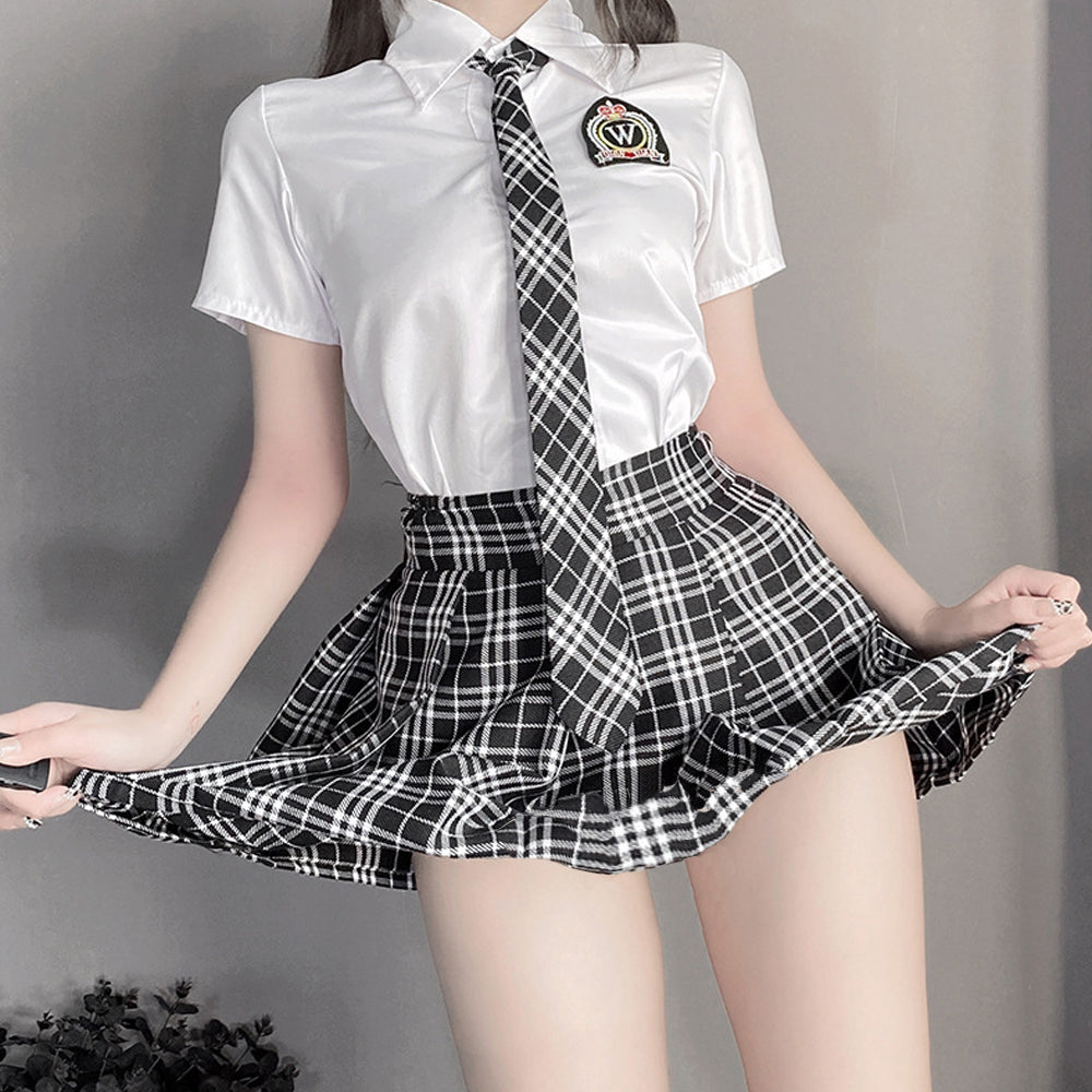 White Shirt Plaid Skirt Costume