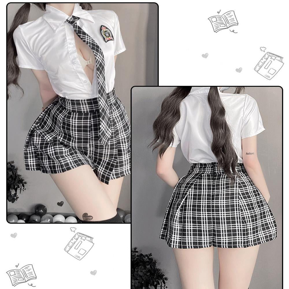 White Shirt Plaid Skirt Costume