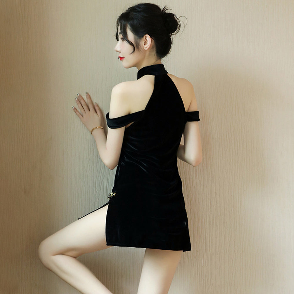 Irresistible Black Chinese Mini Dress