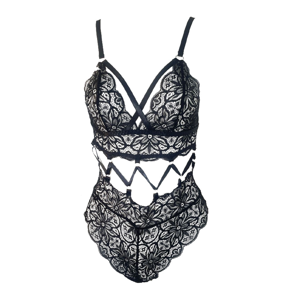 Irresistible Lace Up Deep V Bodysuit