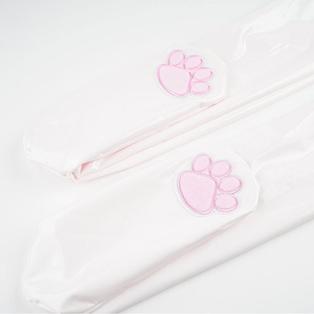Adorable Faux Leather Cat Paw Thigh High Socks - 2 Color Options
