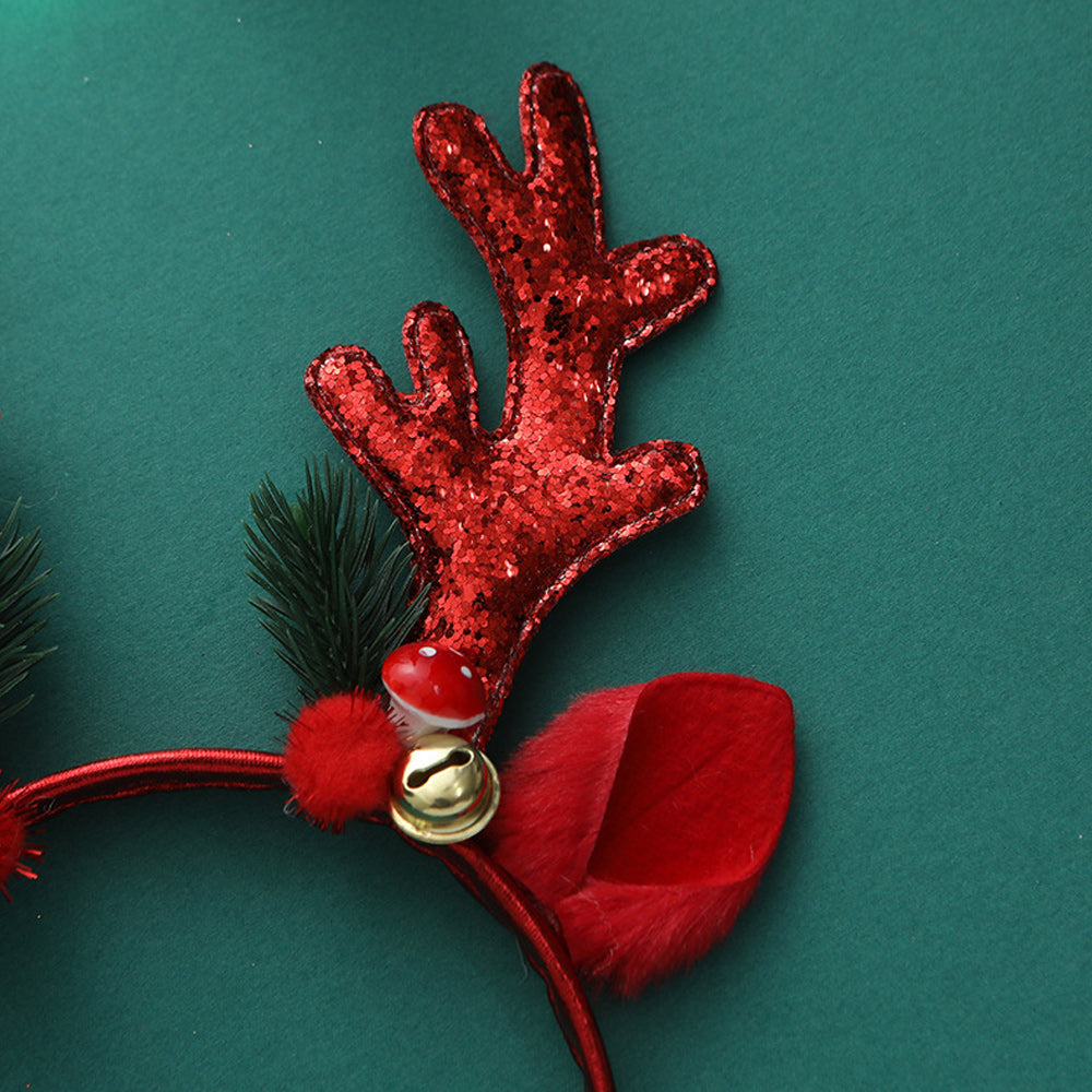 Reindeer Ears Sequin Headband with Bell for Christmas