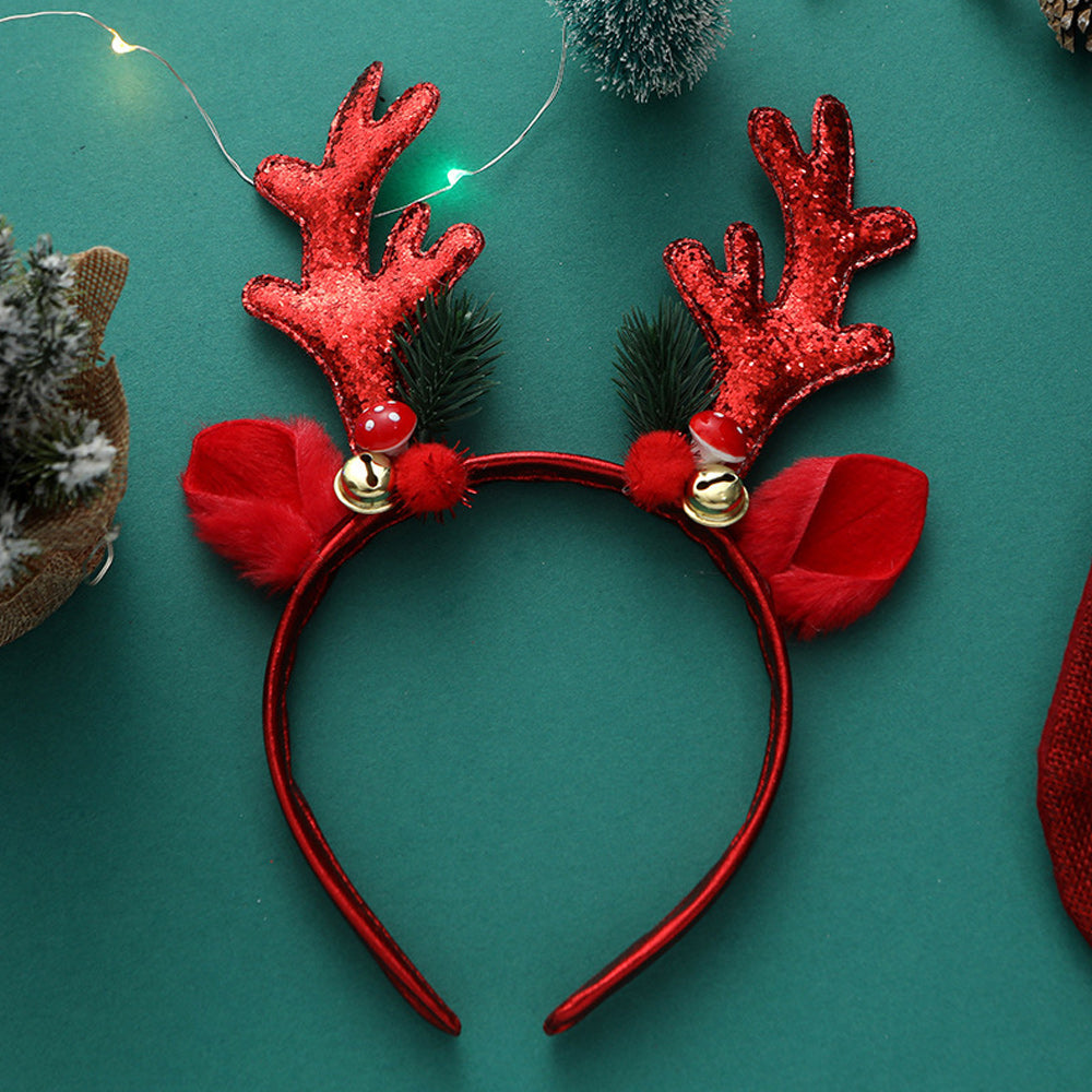 Reindeer Ears Sequin Headband with Bell for Christmas