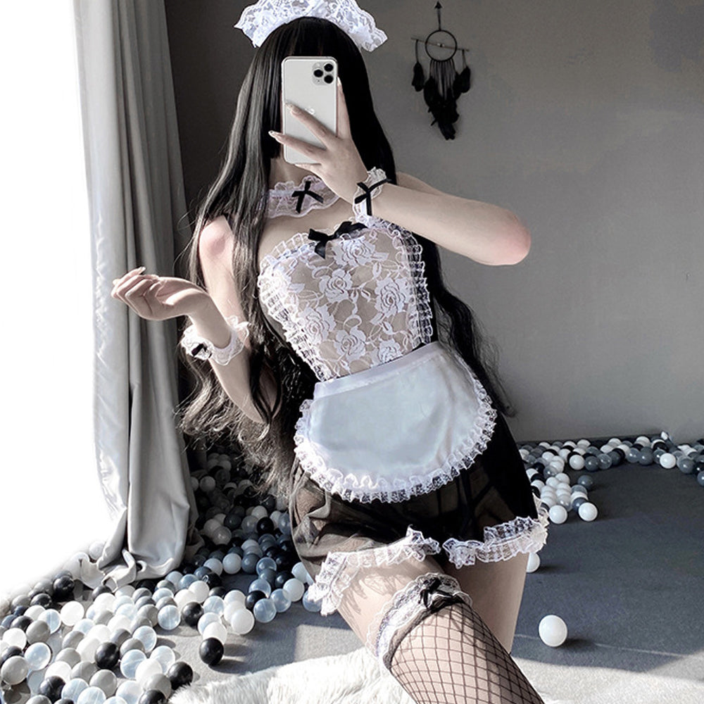 Lace French Maid Teddy Lingerie