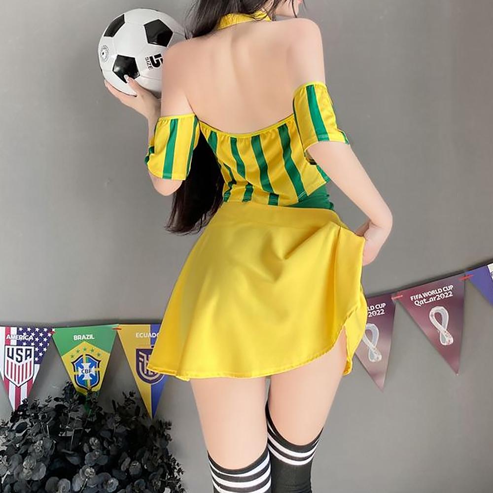 Lace-Up V-Neck Cheerleader Costume for Adult Cosplay