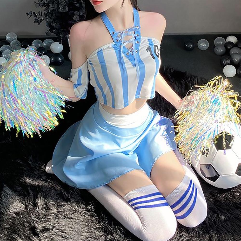Lace-Up V-Neck Cheerleader Costume for Adult Cosplay