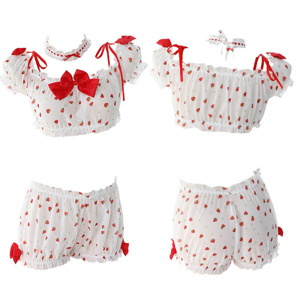 Cute Strawberry Print Lolita Lingerie