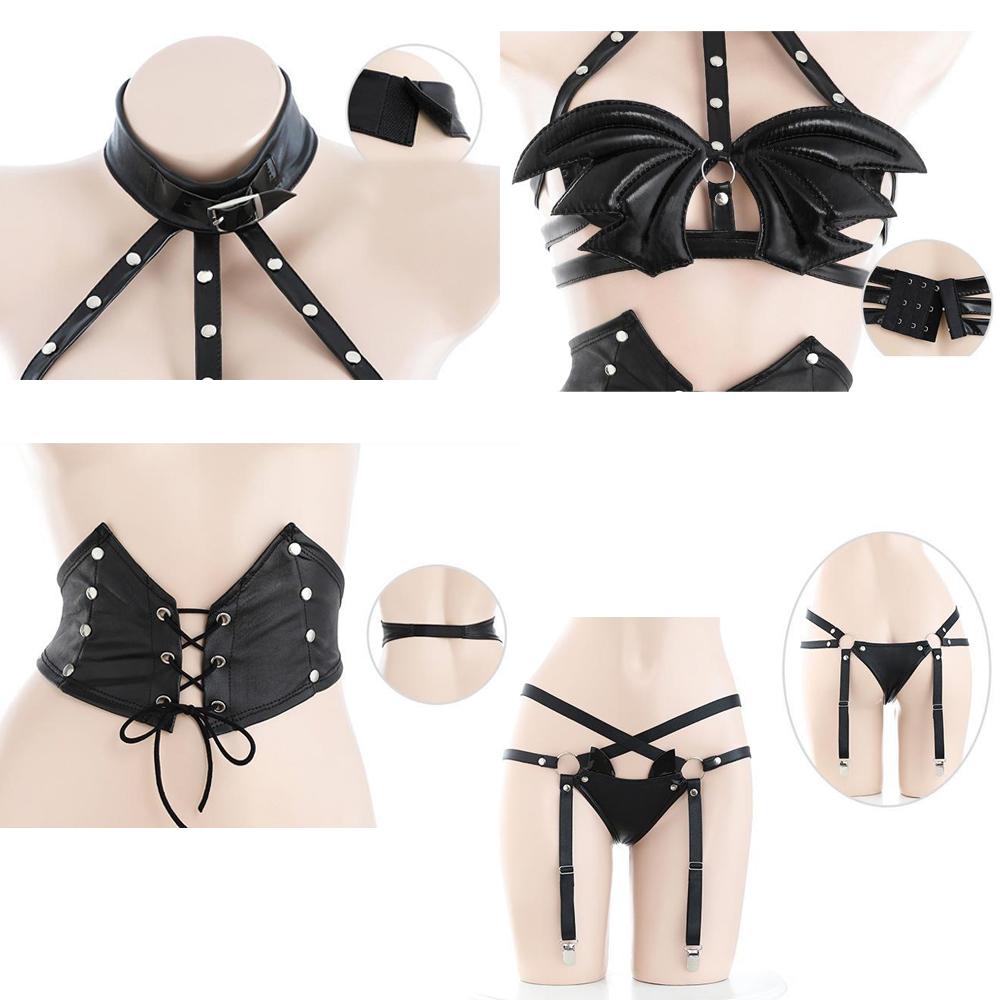 Succubus Lingerie Set: Devilish Leather Outfit