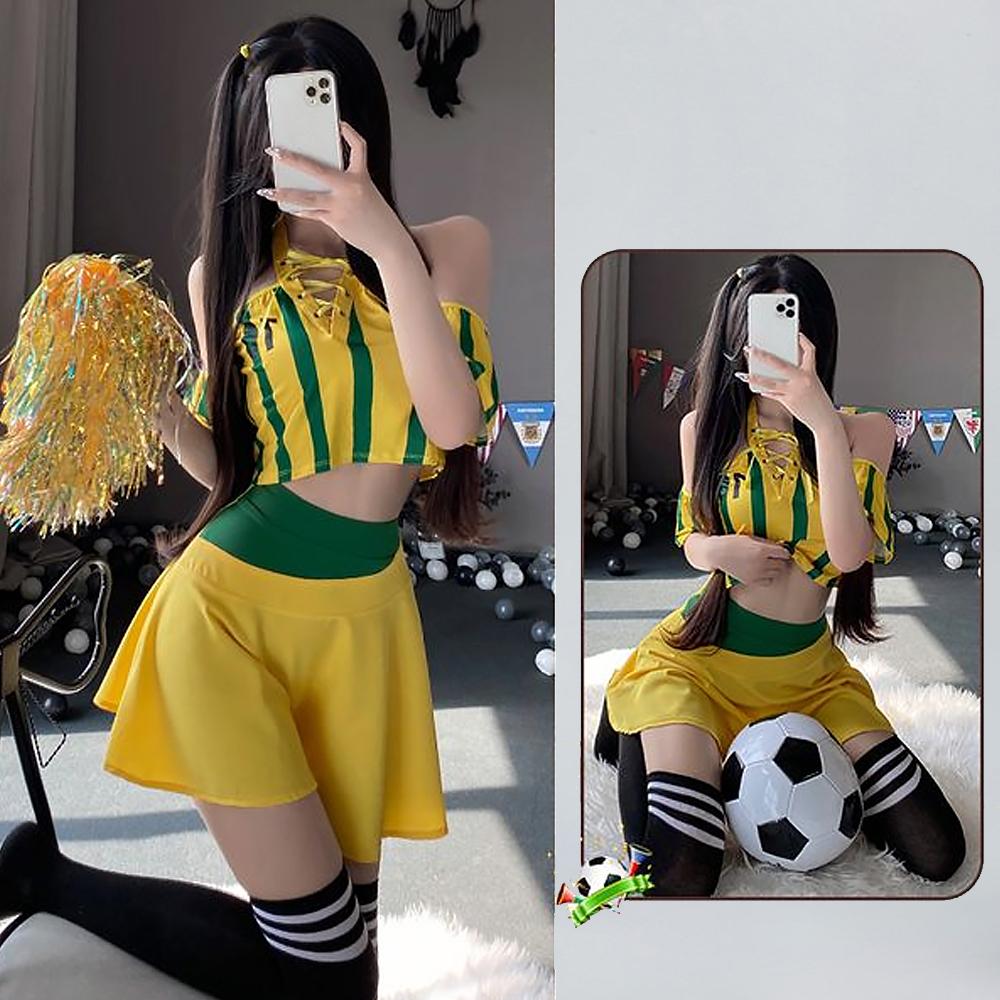 Lace-Up V-Neck Cheerleader Costume for Adult Cosplay