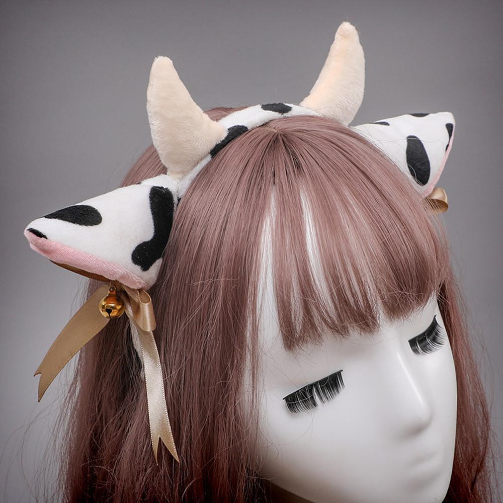 Animal Cosplay Cow Headband with Ribbon Bow Bells