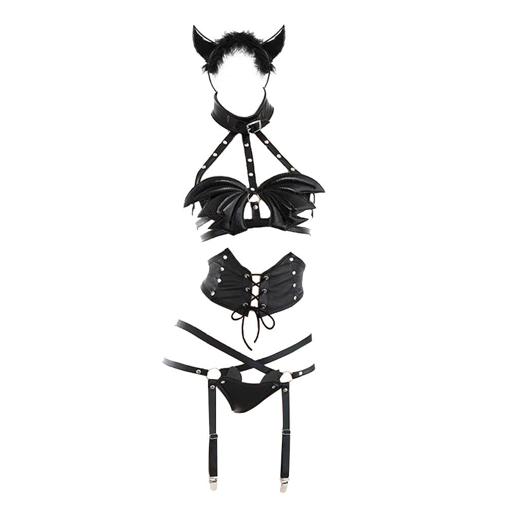 Succubus Lingerie Set: Devilish Leather Outfit