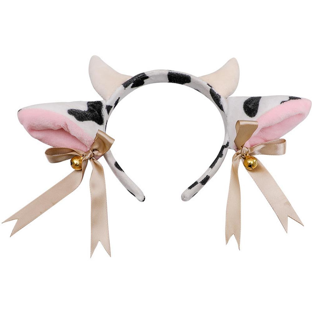 Animal Cosplay Cow Headband with Ribbon Bow Bells