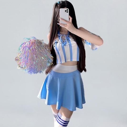 Lace-Up V-Neck Cheerleader Costume for Adult Cosplay