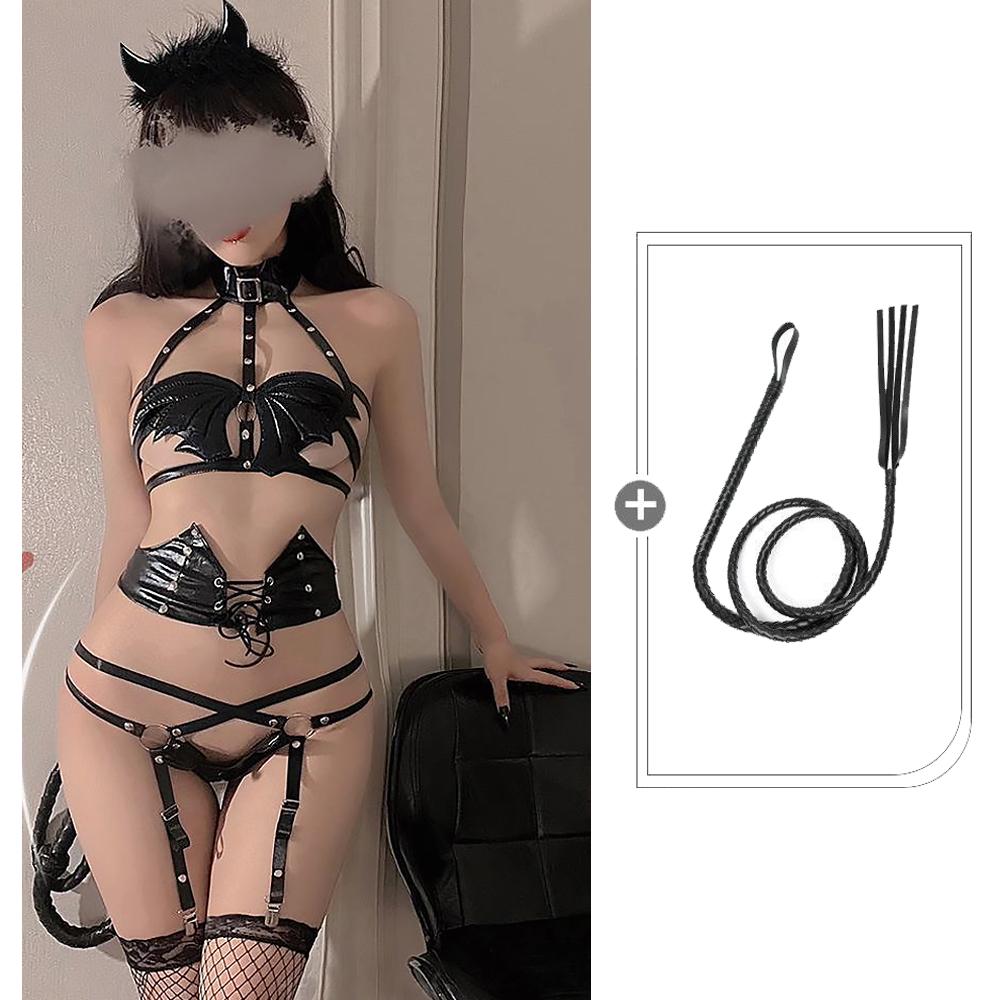 Succubus Lingerie Set: Devilish Leather Outfit