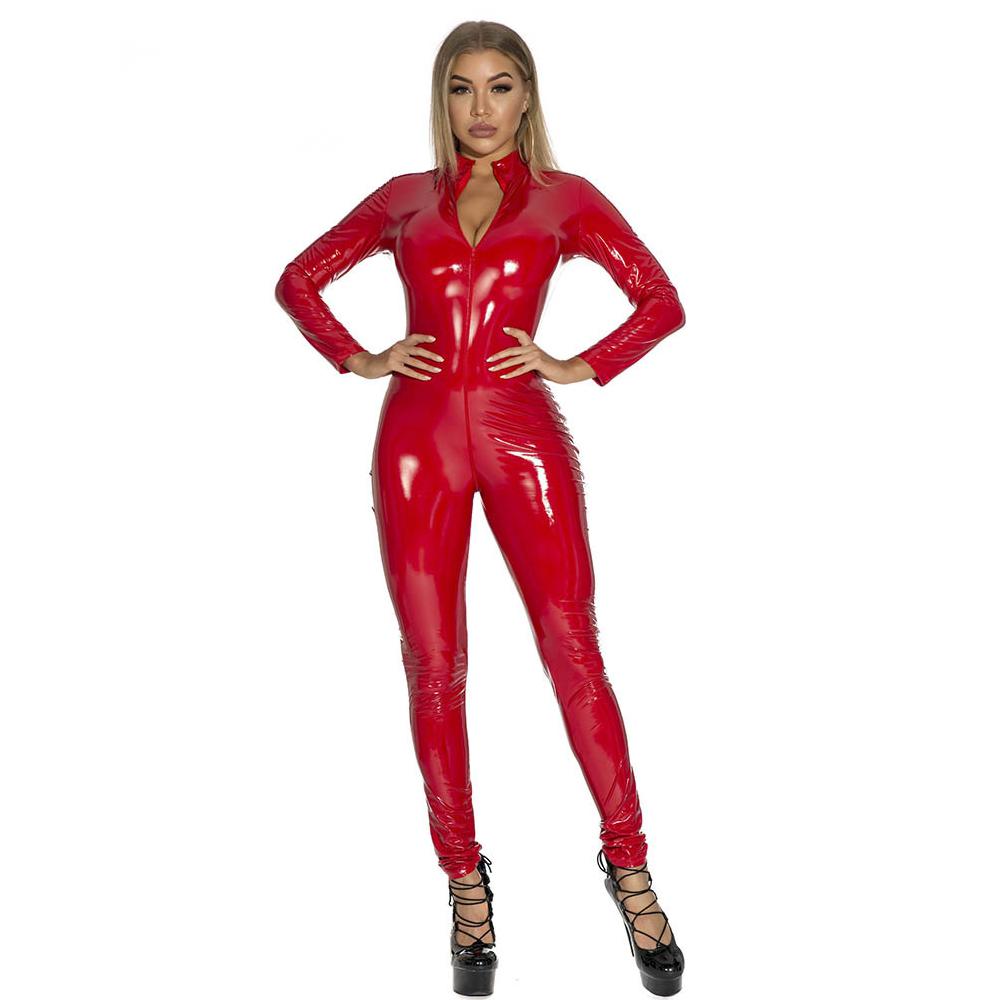 Women's Long Sleeve Plus Size Latex Catsuit