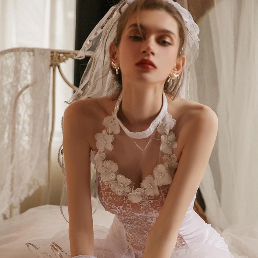 Irresistible Bride Lace Nightgown Costume