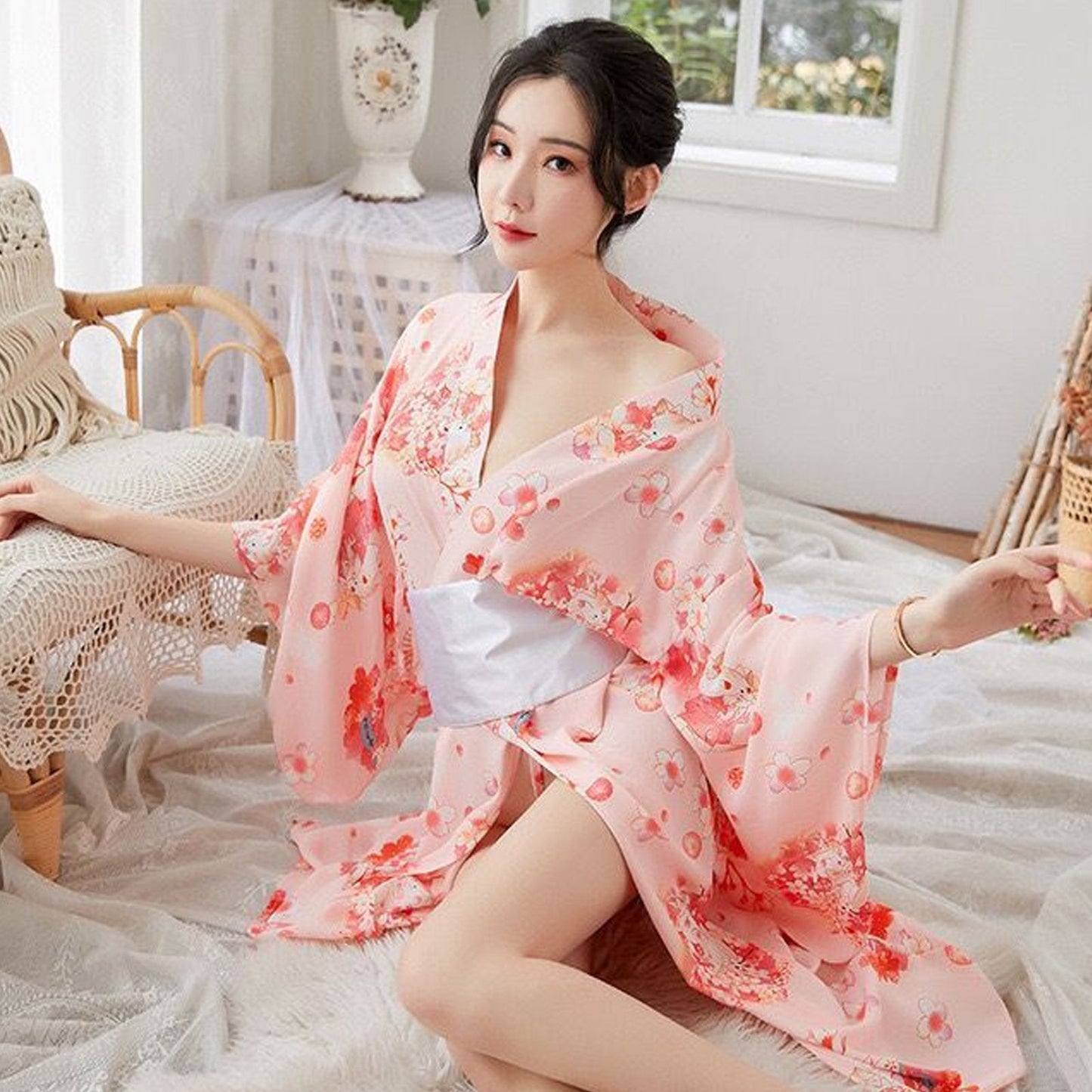 Floral Printed Traditional Kimono Robe