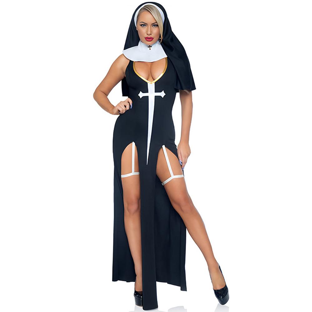 Scary Black Nun Cosplay Costume