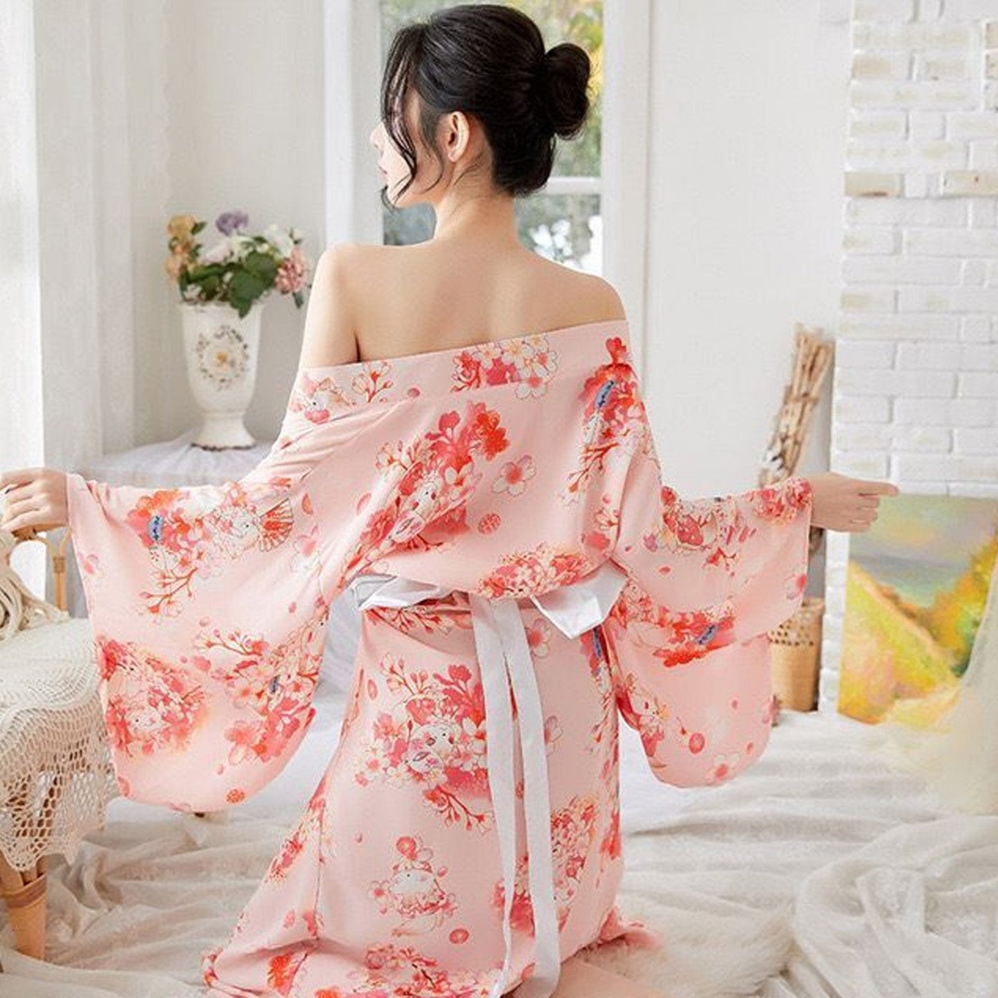 Floral Printed Traditional Kimono Robe