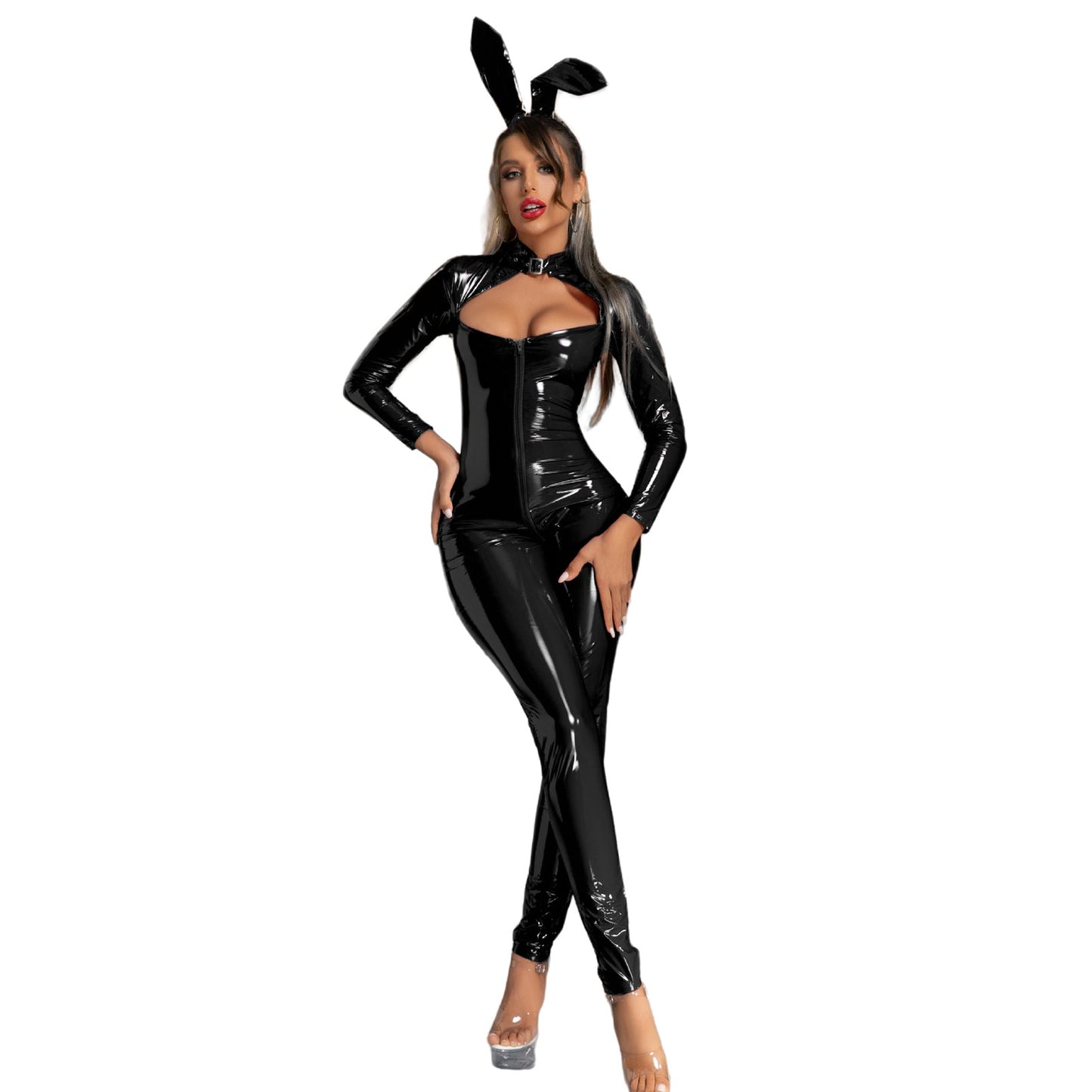 PU Leather Bunny Girl Jumpsuit