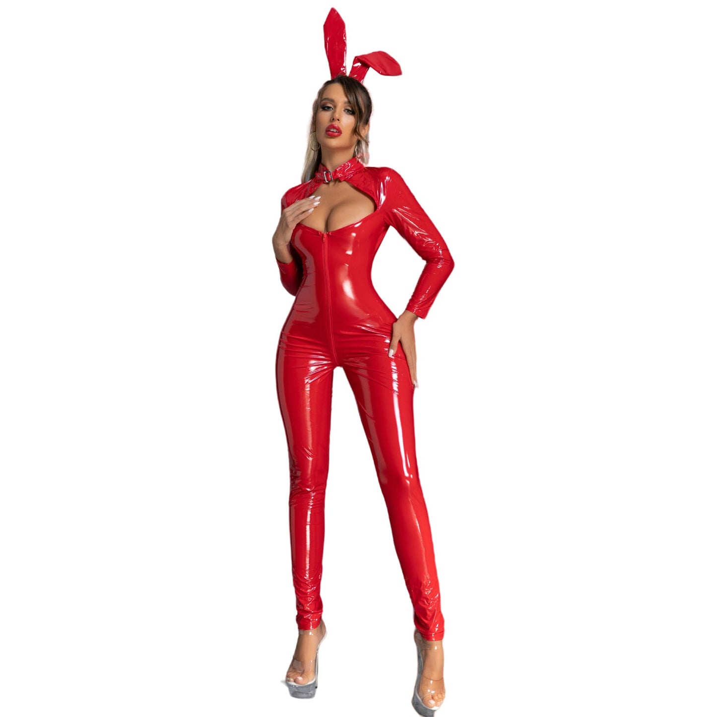 PU Leather Bunny Girl Jumpsuit