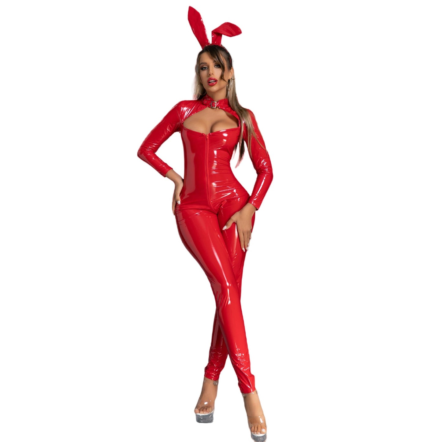 PU Leather Bunny Girl Jumpsuit