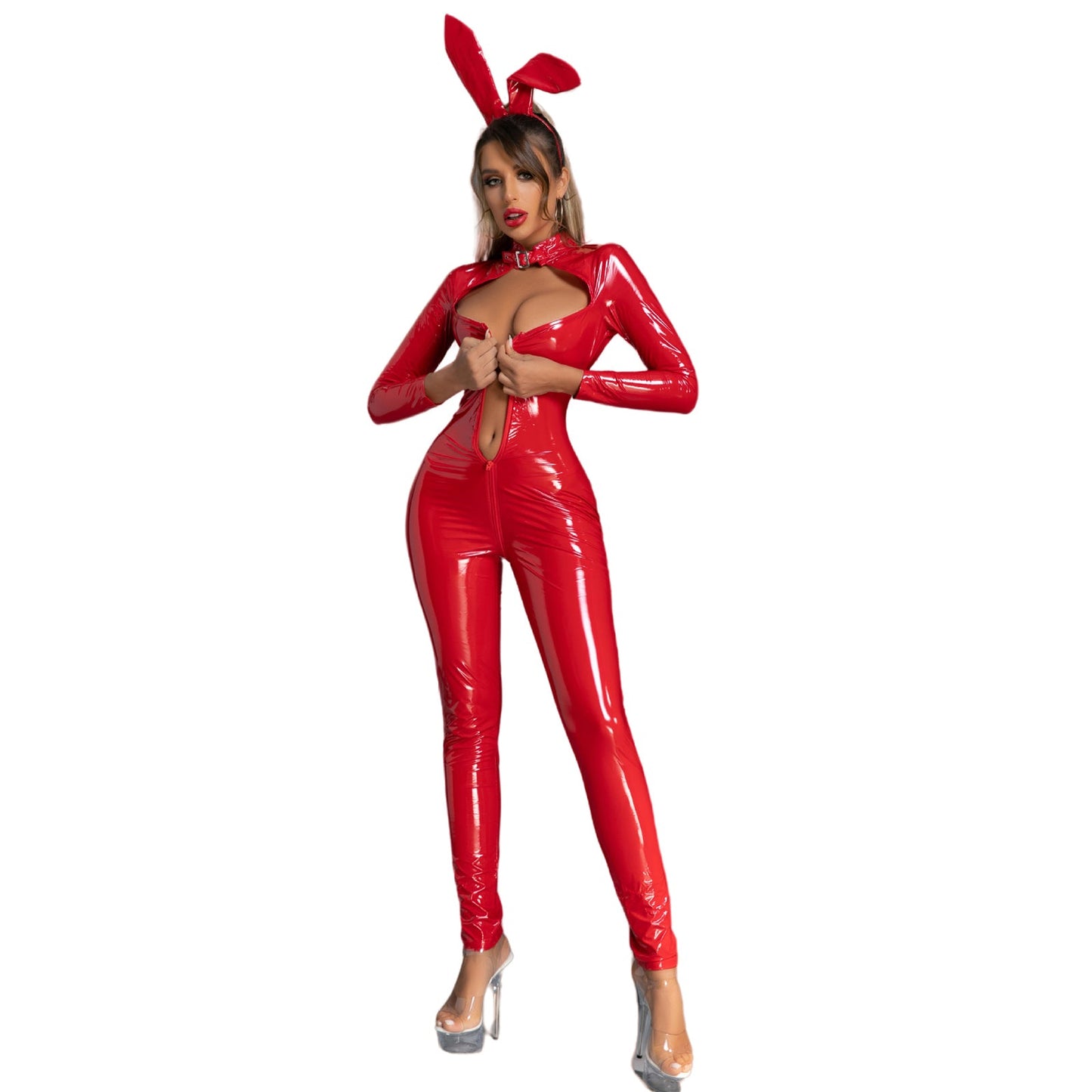 PU Leather Bunny Girl Jumpsuit