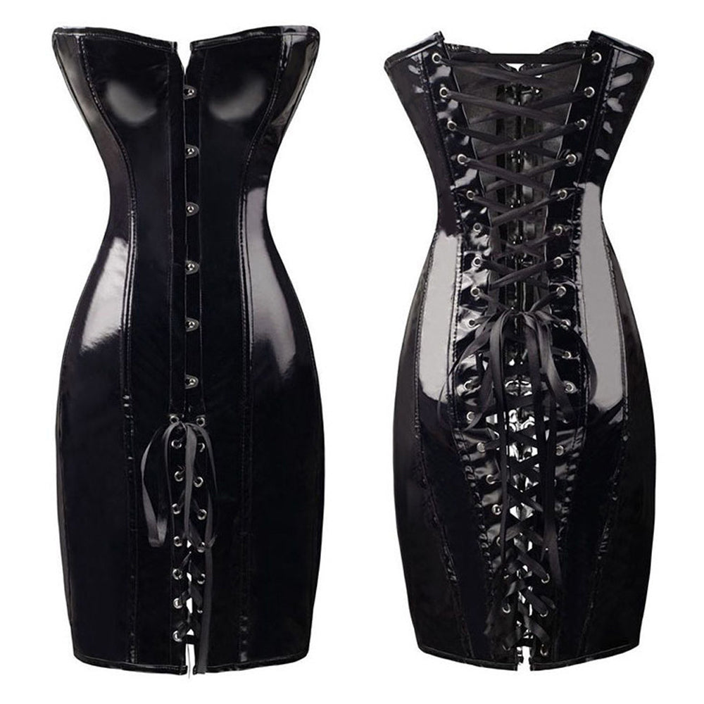 Wet Look Plus Size Latex Dress: PVC Bodycon, Off Shoulder