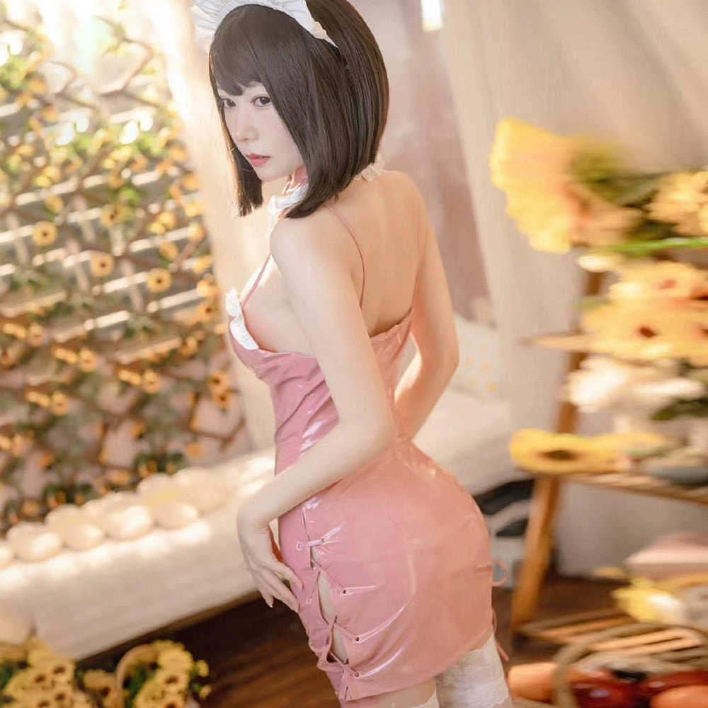 Pink Lolita Japanese Anime Maid Outfit