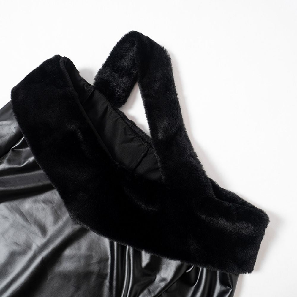 Leather Off Shoulder Dress