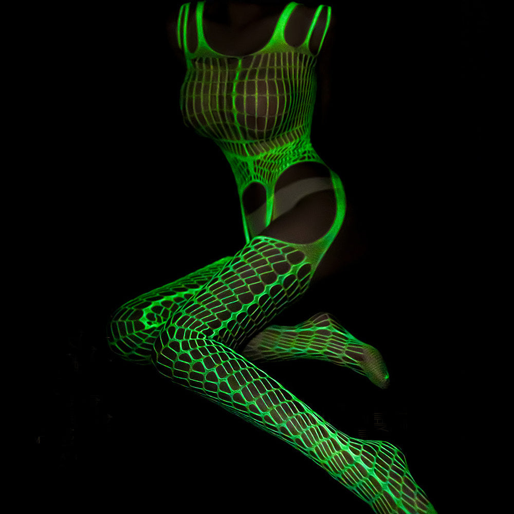 Glowing Fishnet Body Stockings Lingerie