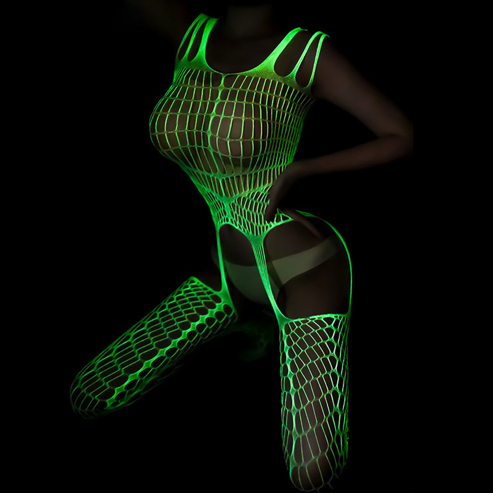 Glowing Fishnet Body Stockings Lingerie