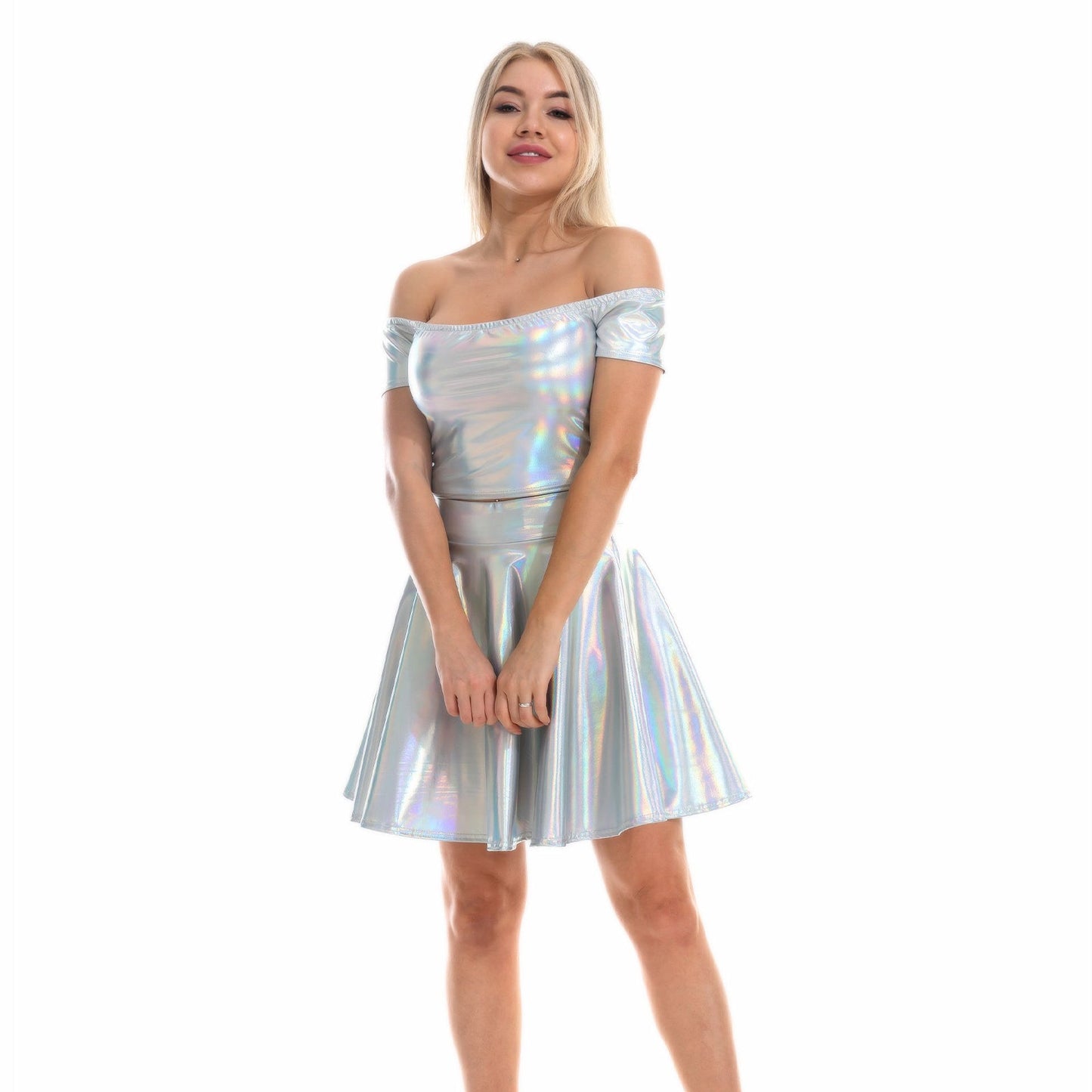 Holographic Rave Skirt Set