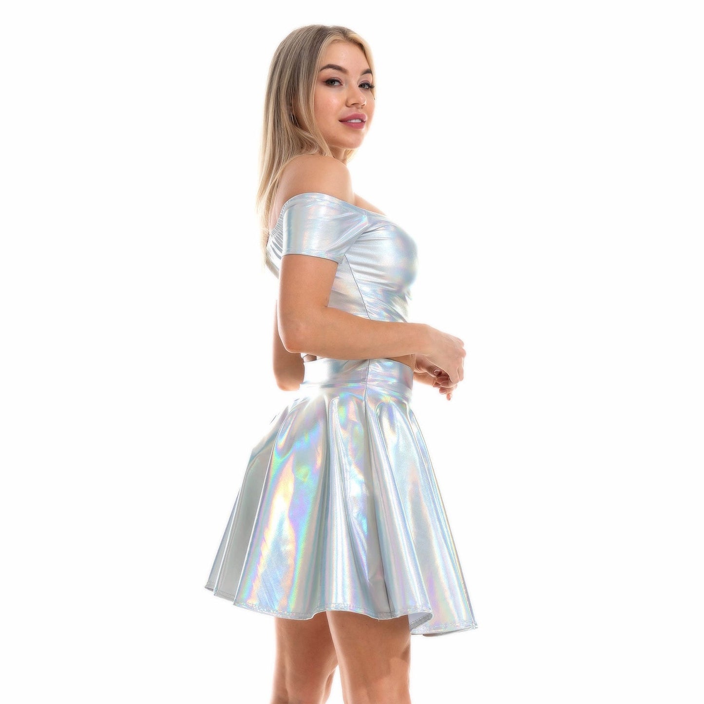 Holographic Rave Skirt Set