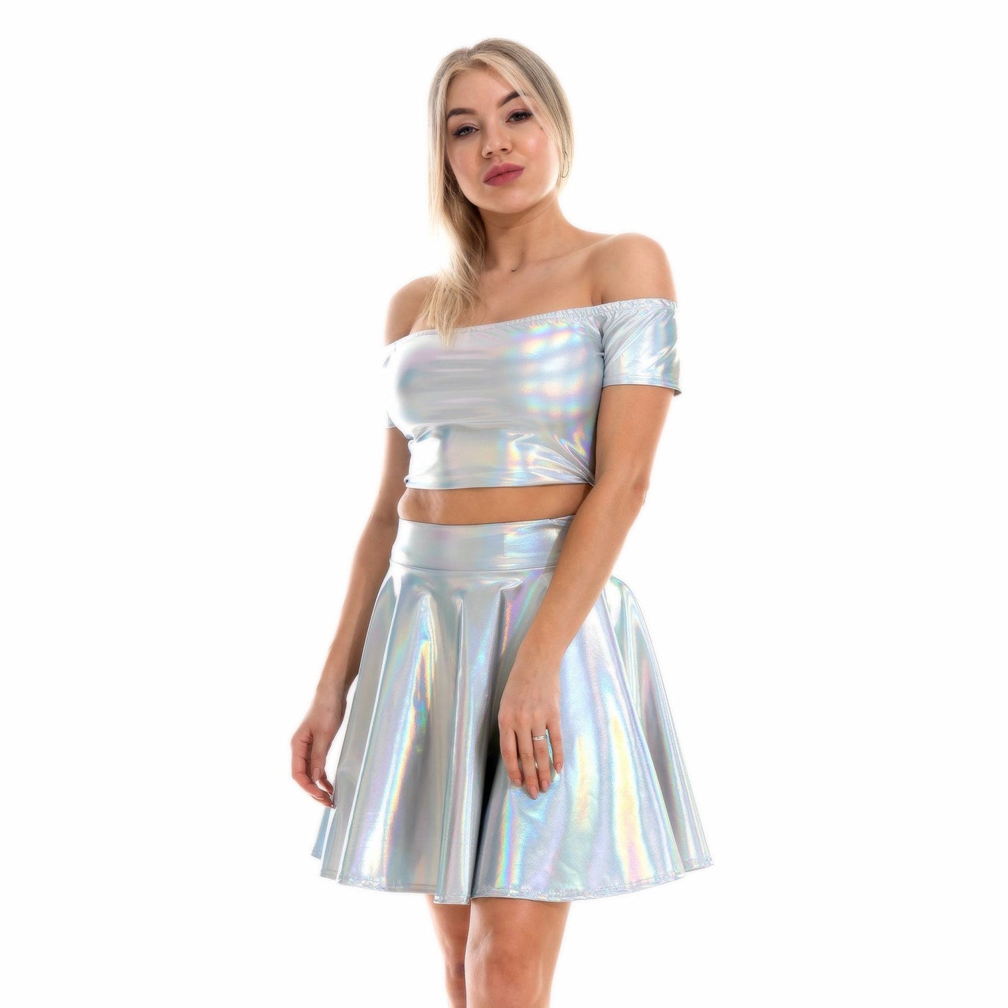 Holographic Rave Skirt Set