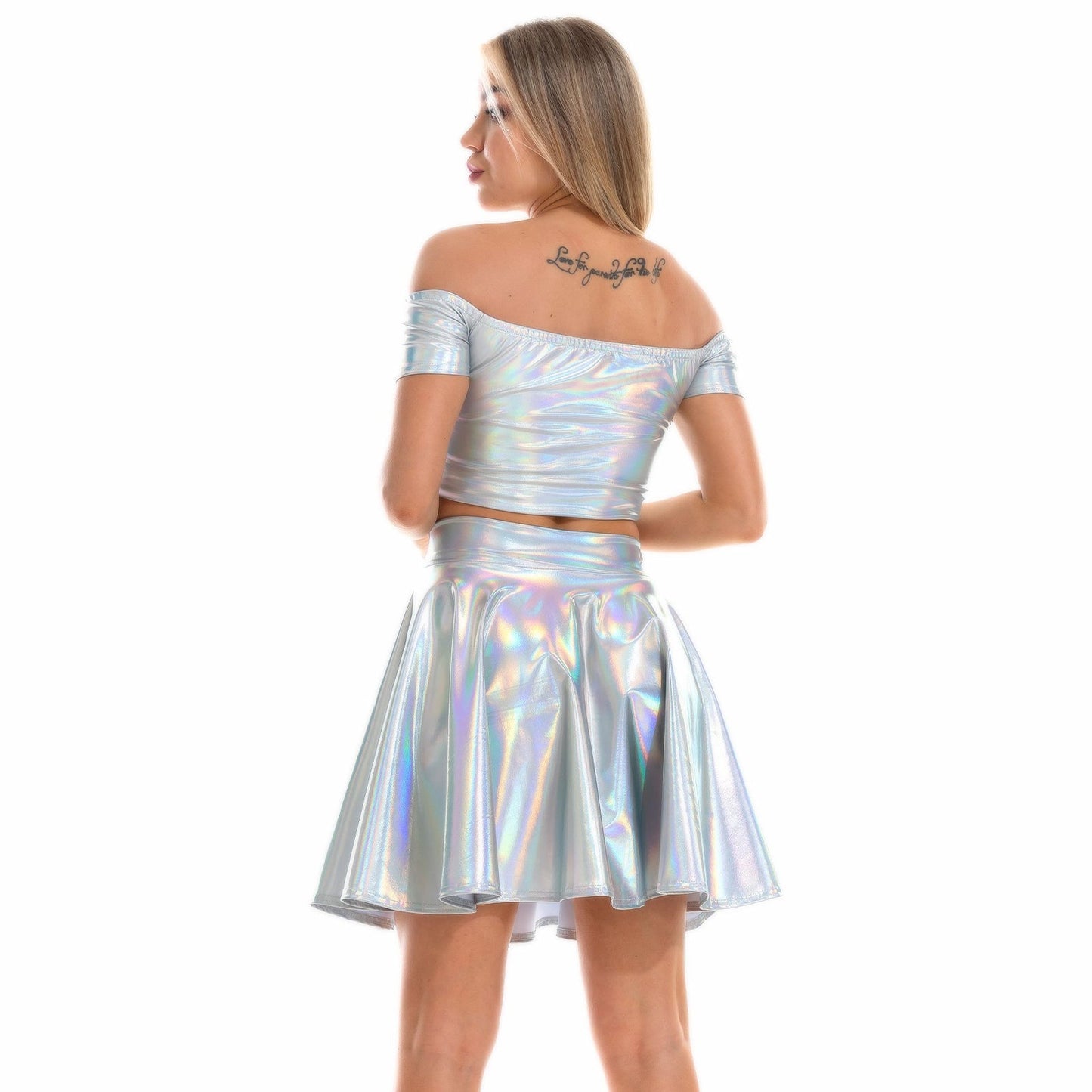 Holographic Rave Skirt Set