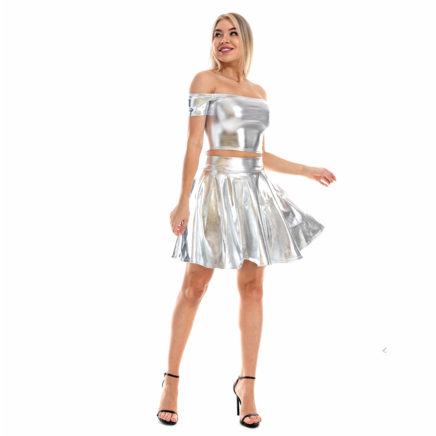 Holographic Rave Skirt Set