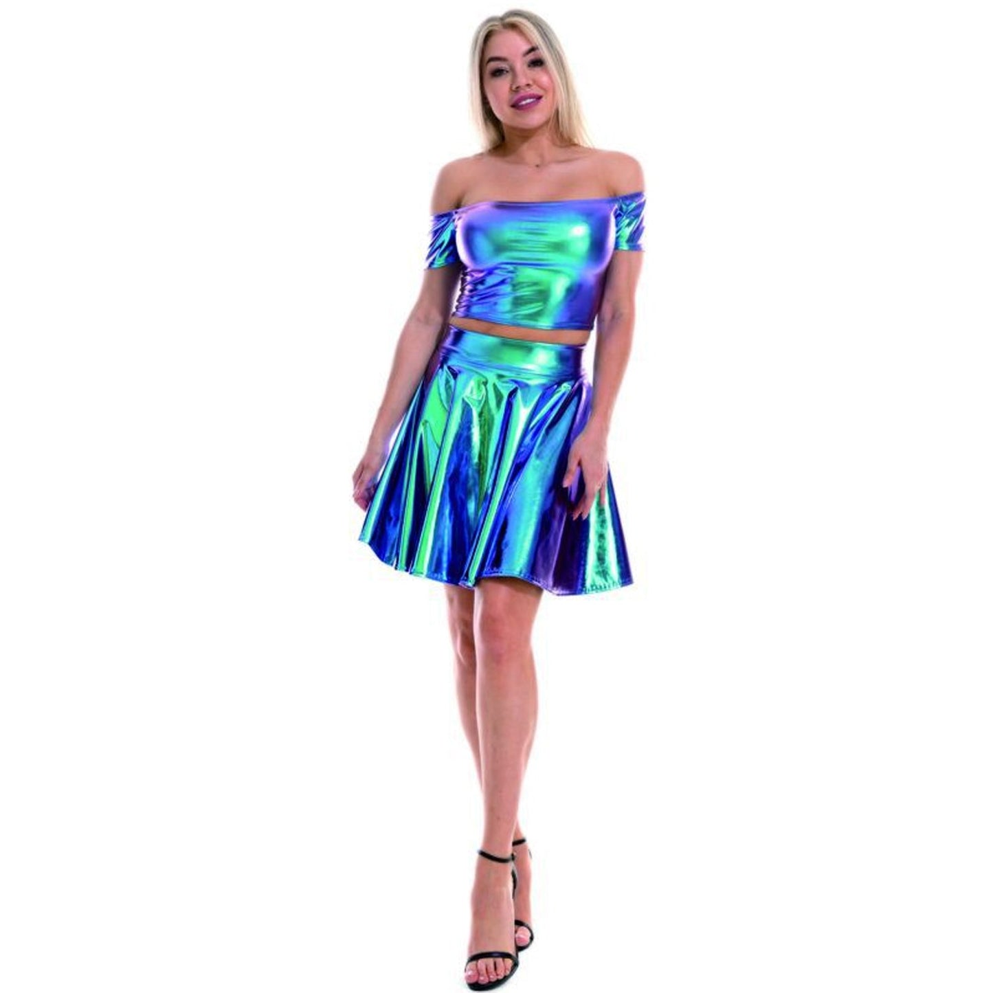 Holographic Rave Skirt Set