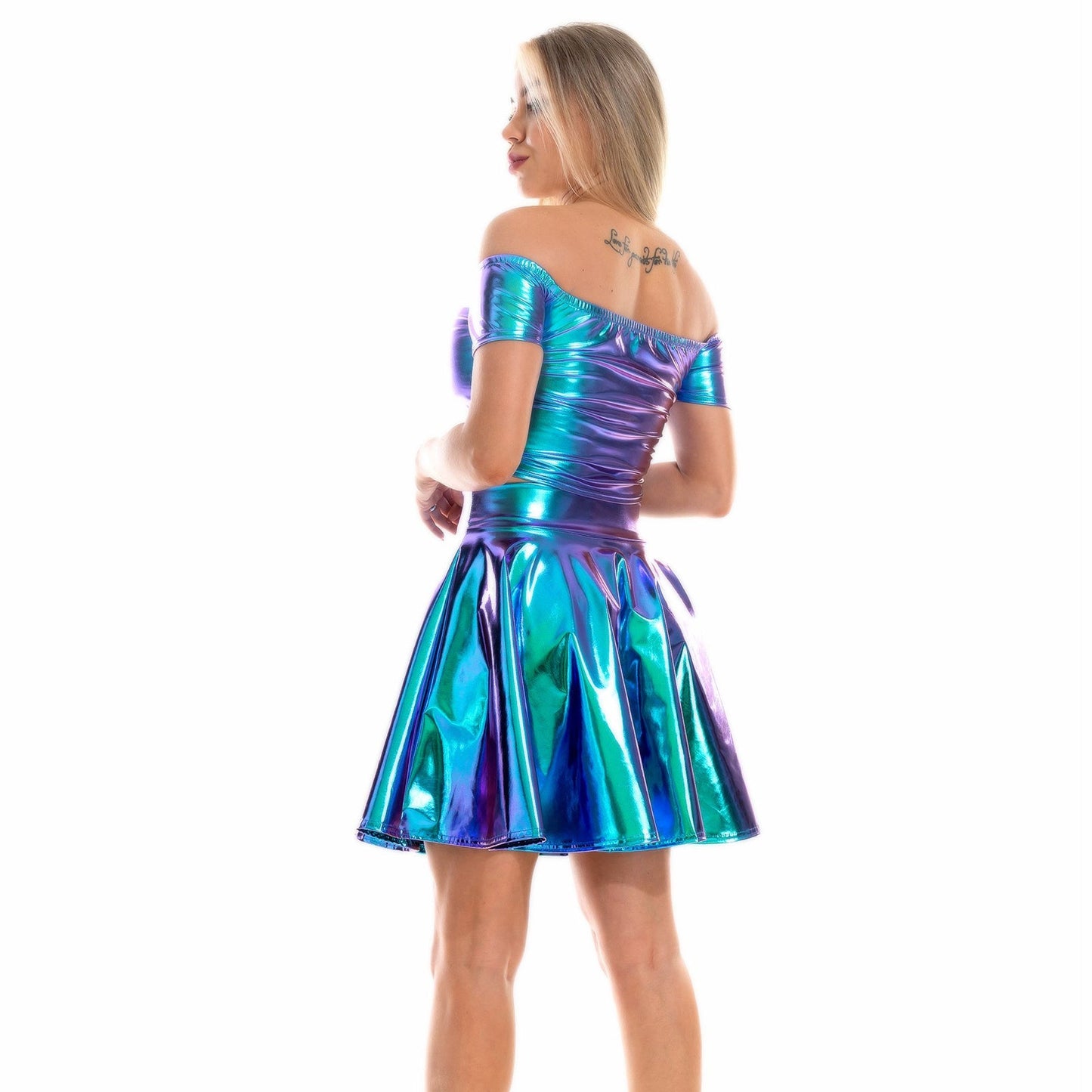 Holographic Rave Skirt Set