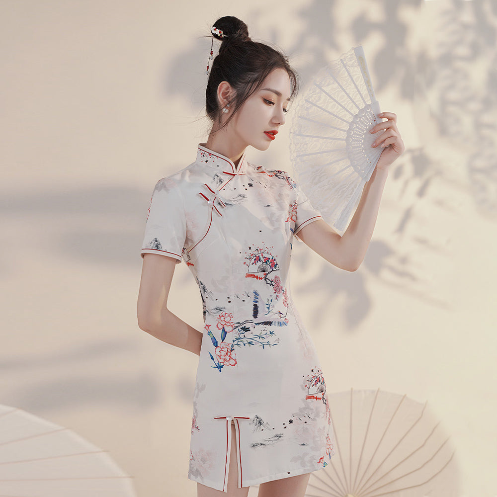 Amorino Floral Chinese Mini Dress