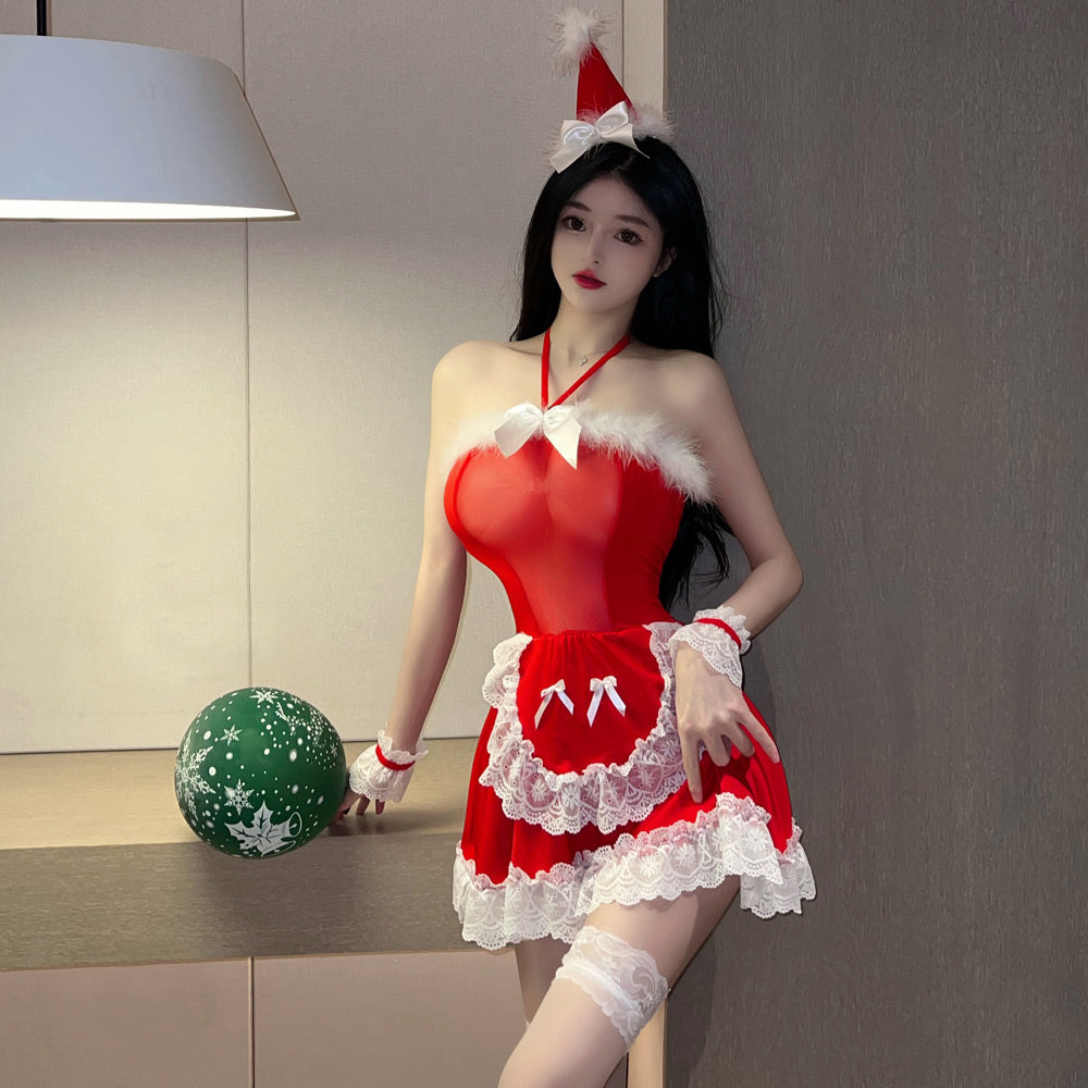 Irresistible Red Christmas Babydoll Dress