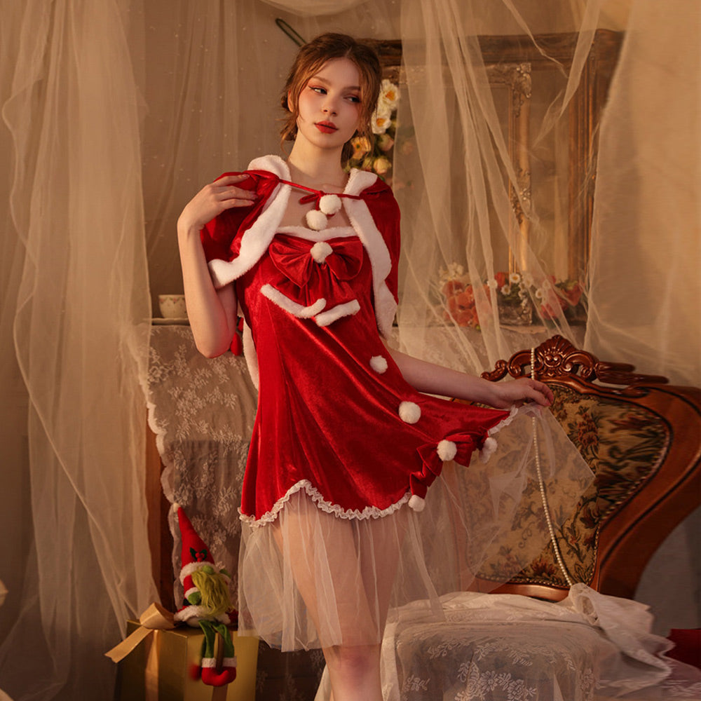 Elf Christmas Cosplay Costume: Santa Claus-inspired Red Velvet Outfit