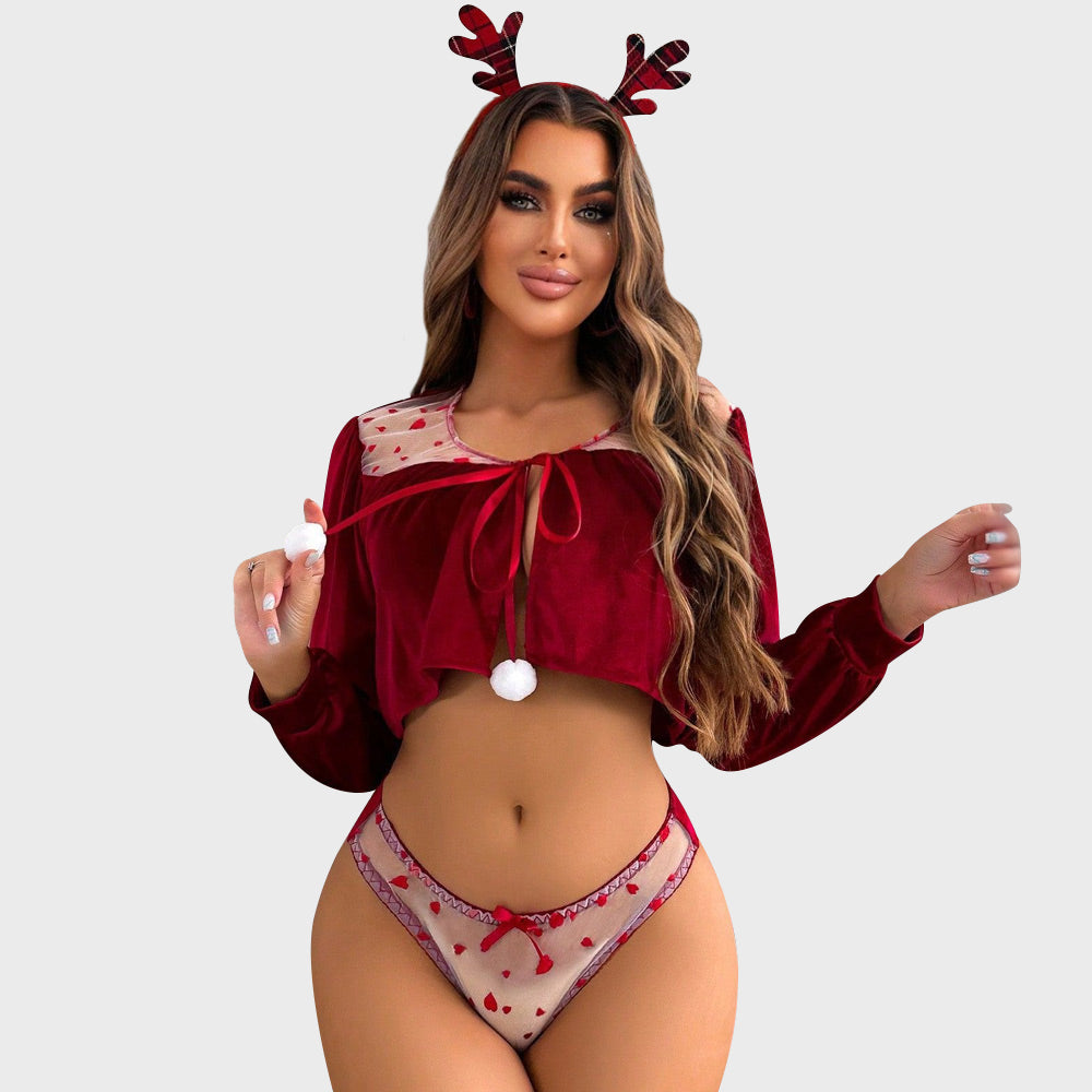 Santa Claus Cosplay Costume - Plus Size Christmas Lingerie Set