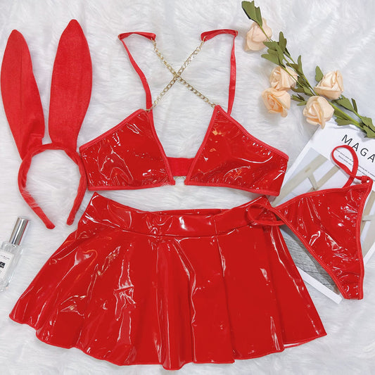 Bunny Cosplay Latex Bikini Outfit