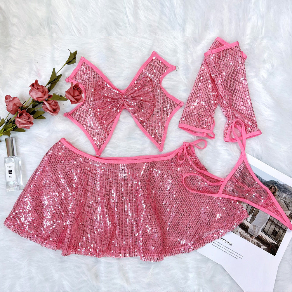 Irresistible Glitter Stripper Outfit Set
