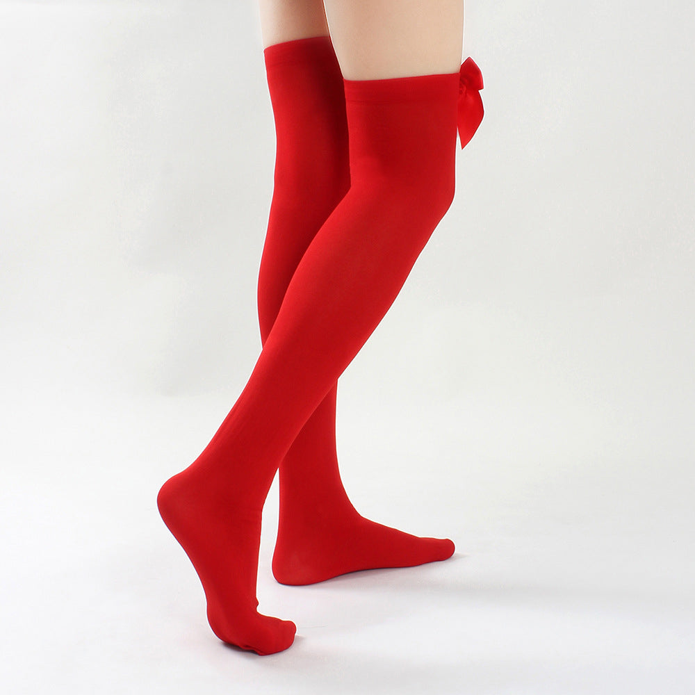 Xmas Red Bow-Thigh Highs