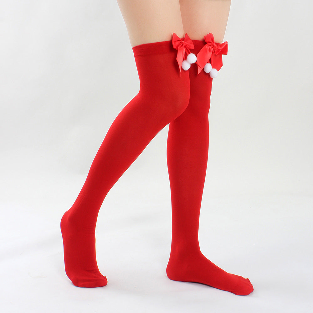 Xmas Red Bow-Thigh Highs