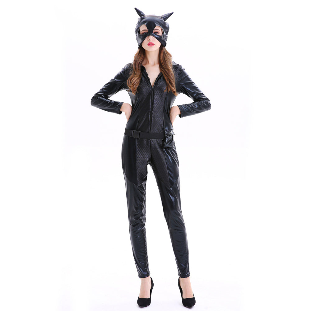 Black Wet Look Catwoman Jumpsuit