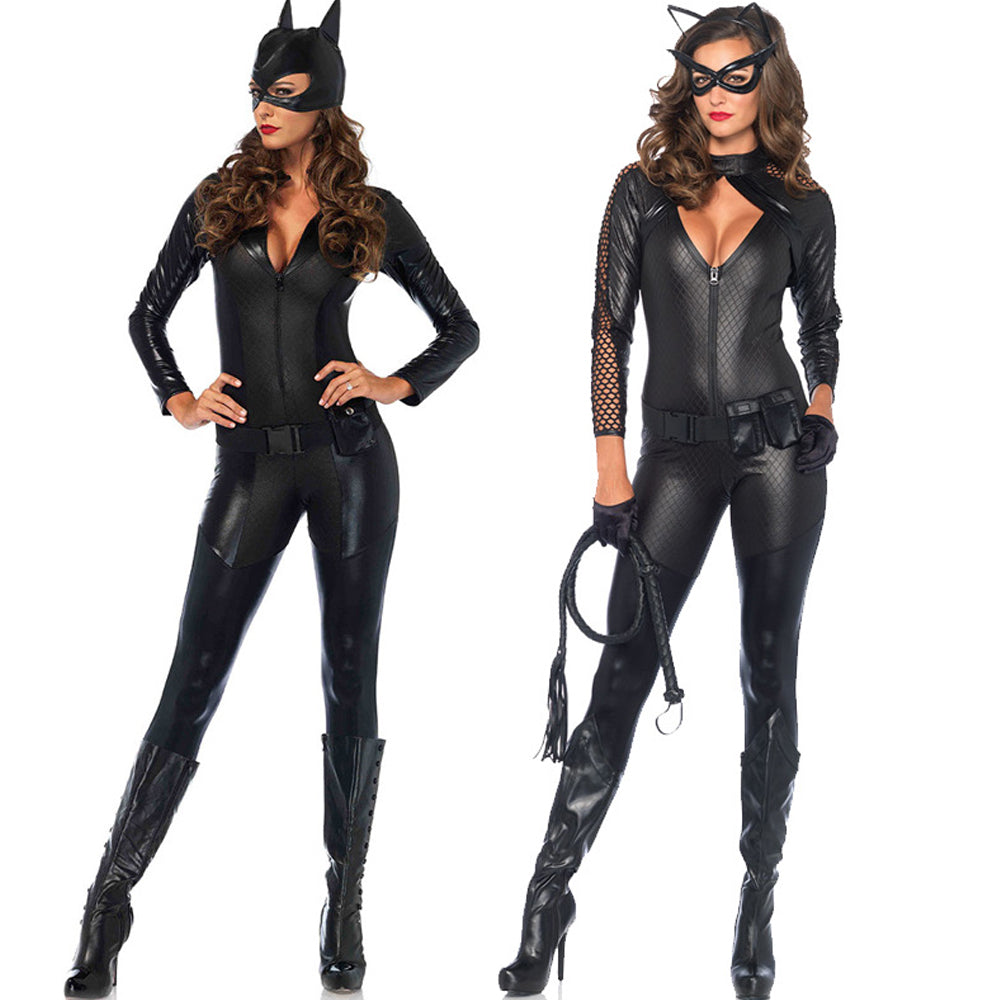 Black Wet Look Catwoman Jumpsuit